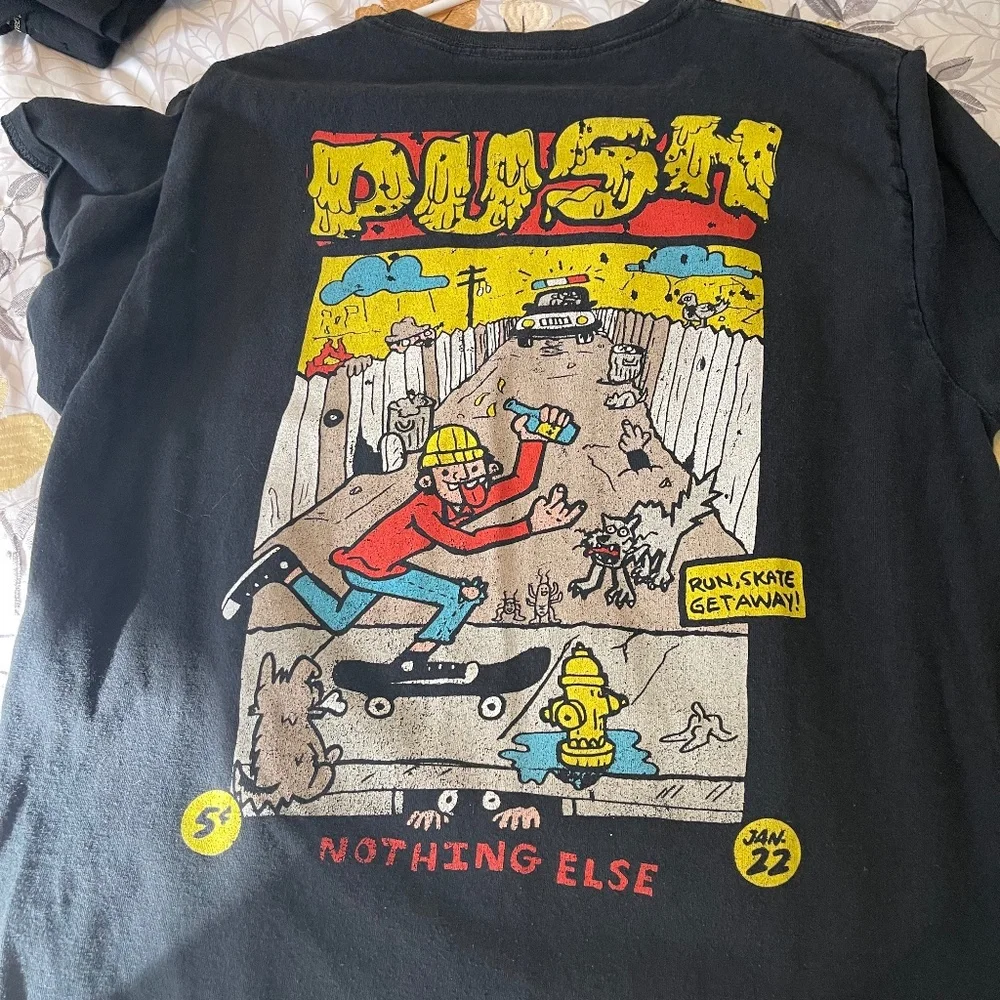 Empyre "Push Run, Skate Getaway" Black Graphic T-Shirt- Size Large - Picture 1 of 5